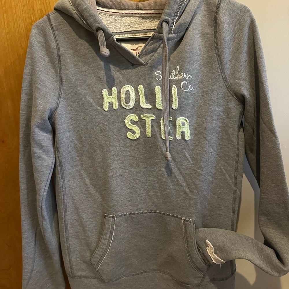 Hollister Heather Gray Hoodie with Logo